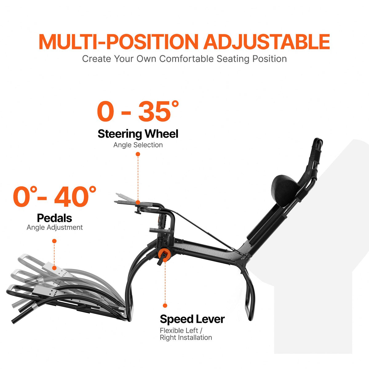 VEVOR Racing Wheel Stand Foldable For Logitech G923/G920/G29, Steering Wheel Stand & Foot Pedal Angle Adjustable,Portable Steel Driving Simulator Cockpit-Thrustmaster T248P, Fanatec, Hori, Compact - BXSZCXHKZDXK1980IV0 - view 5