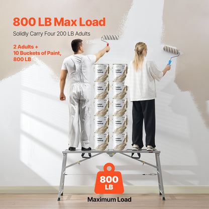 VEVOR Work Platform, 4 Gear Adjustable Height, Folding Alloy Steel Step Ladder, Portable Scaffolding Platform, 800 lb Load Capacity, Non-Slip Rubber Feet, Drywall Painting Stool, Cleaning & Washing - BXSZDJSJZJ70P2WE1V0 - view 4