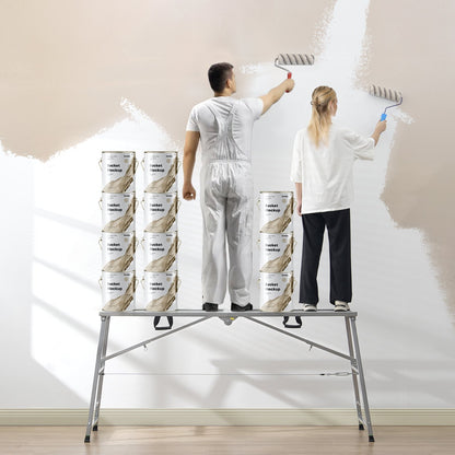 VEVOR Work Platform, 4 Gear Adjustable Height, Folding Alloy Steel Step Ladder, Portable Scaffolding Platform, 880 lb Load Capacity, Non-Slip Rubber Feet, Drywall Painting Stool, Cleaning & Washing - BXSZDJSJZJ90H7CSCV0 - view 9