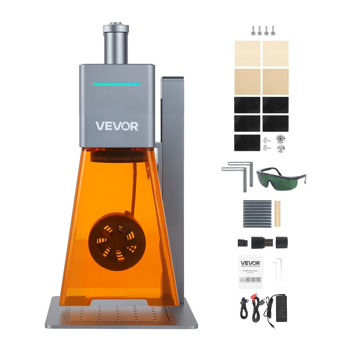 VEVOR Portable Laser Engraver, 5000 mm/s High Speed, 12W Handheld Blue Laser Engraver and Cutter, Engraving Precision 0.01 x 0.01 mm, DIY Engraving Tool, for Wood, Acrylic, Leather, Cloth, Class 4 - BXSZJJGDKJLGJFIYT001V1 - view 10