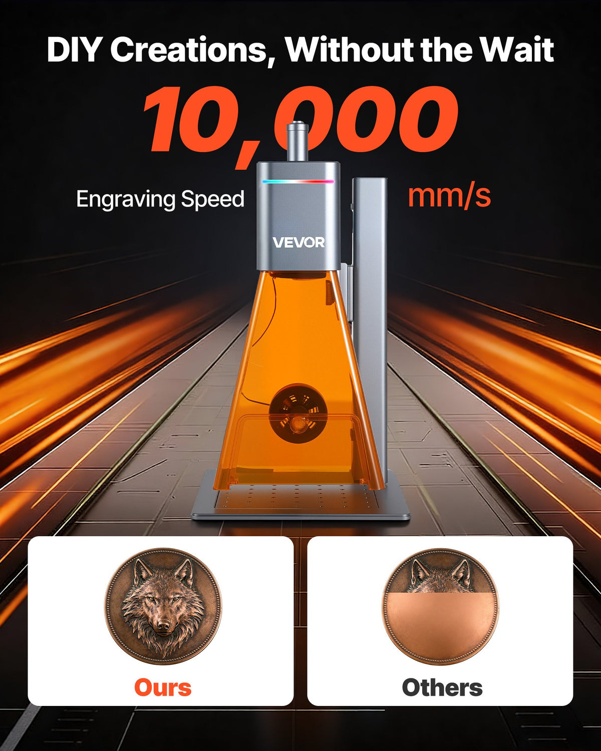 VEVOR 2-in-1 Dual Laser Engraver, 10,000 mm/s High Speed, Portable 20W Blue and 2W IR Laser Engraving Machine, 6.3 x 5.5 in Engraving Area, Manual & Auto Focus, DIY Engraver Tool, for Wood Acrylic - BXSZJJGDKJSG9KWT7001V1 - view 3