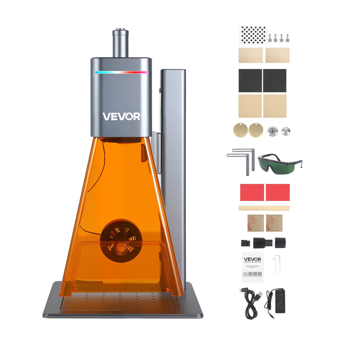 VEVOR 2-in-1 Dual Laser Engraver, 10,000 mm/s High Speed, Portable 20W Blue and 2W IR Laser Engraving Machine, 6.3 x 5.5 in Engraving Area, Manual & Auto Focus, DIY Engraver Tool, for Wood Acrylic - BXSZJJGDKJSG9KWT7001V1 - view 10