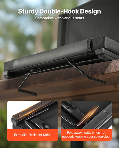 VEVOR Stadium Seat, Folding Bleacher Chair with Back Support and Thick Cushion, Padded Stadium Seat for Bleacher Includes Shoulder Strap, Hooks, Cup Holder, and Side Pocket, Black Bleachers Chair - BXTYGZY1PCSH0W4CN001V0 - view 6