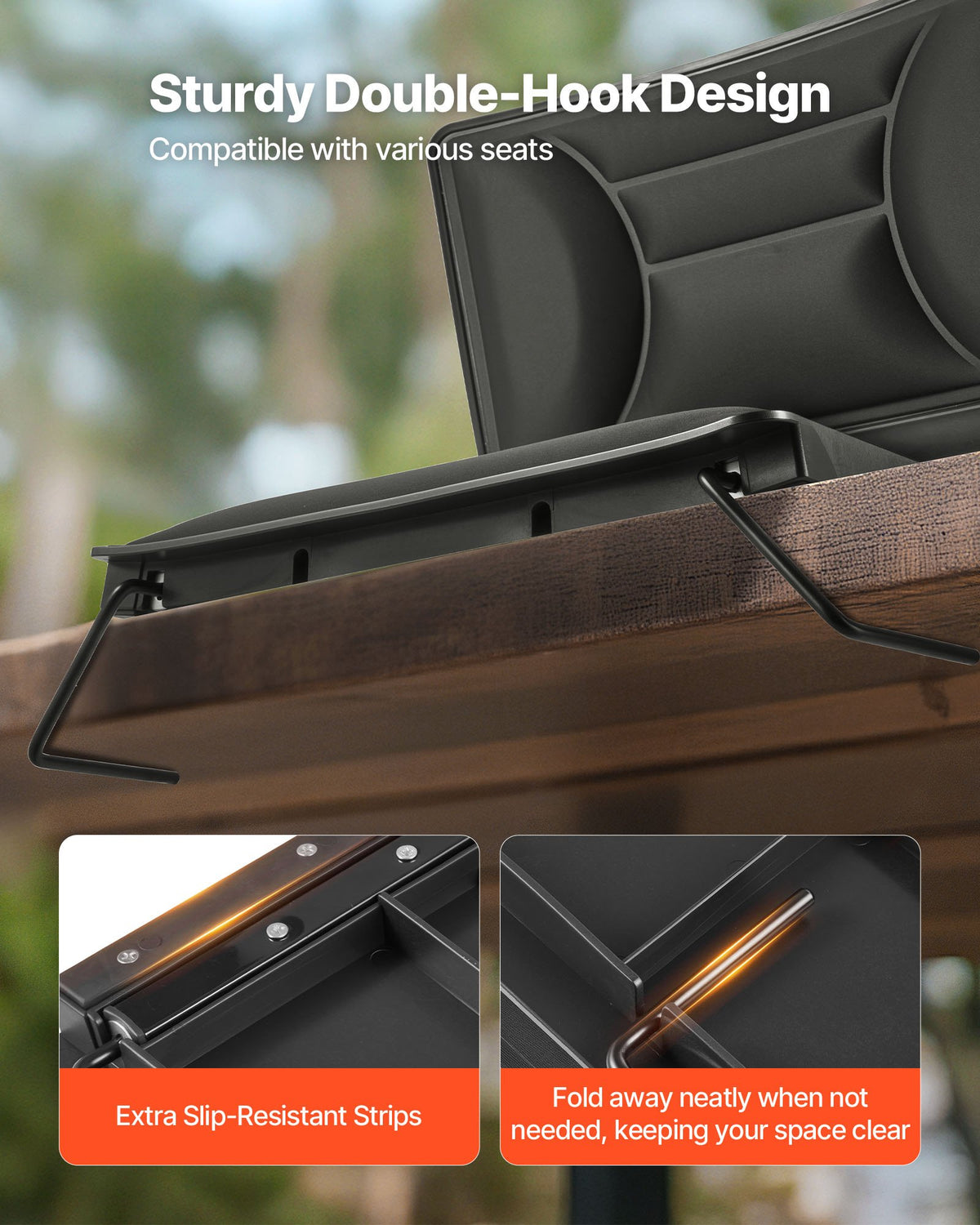 VEVOR Stadium Seat, Folding Bleacher Chair with Back Support and Thick Cushion, Padded Stadium Seat for Bleacher Includes Shoulder Strap, Hooks, Cup Holder, Lycra Material, Side Pocket, PP Material - BXTYGZY1PCSH8Q4F8001V0 - view 6