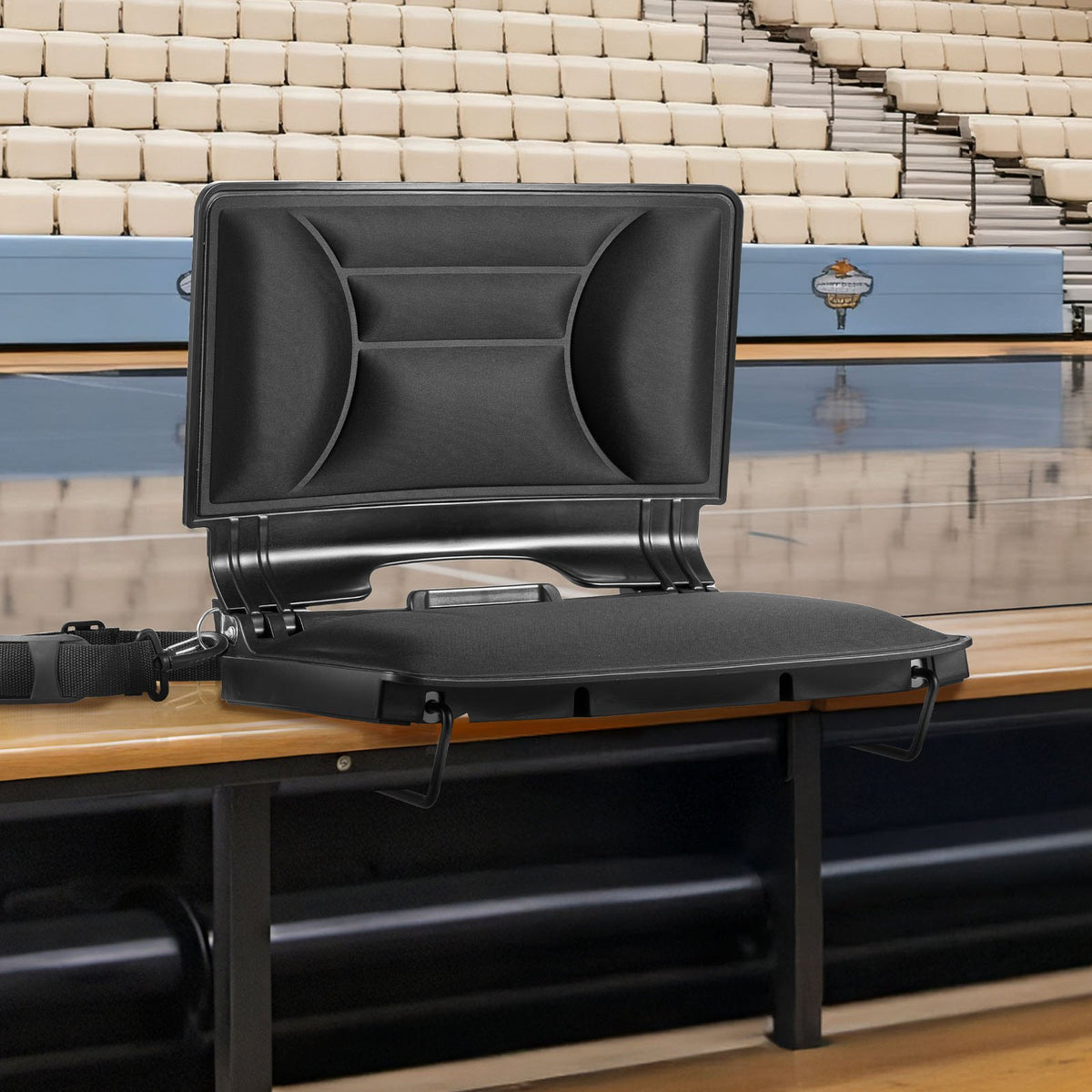 VEVOR Stadium Seat, Folding Bleacher Chair with Back Support and Thick Cushion, Padded Stadium Seat for Bleacher Includes Shoulder Strap, Hooks, Cup Holder, Lycra Material, Side Pocket, PP Material - BXTYGZY1PCSH8Q4F8001V0 - view 9