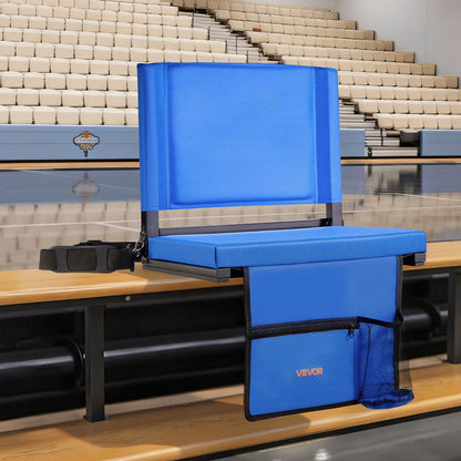 VEVOR Stadium Seat, Folding Bleacher Seat with Back Support & Thick Cushion, Padded Stadium Seats for Bleacher Includes Shoulder Strap, Hooks, Cup Holder, and Side Pocket, Blue Bleachers Chair - BXTYGZY2PCSLV1MCQ001V0 - view 9