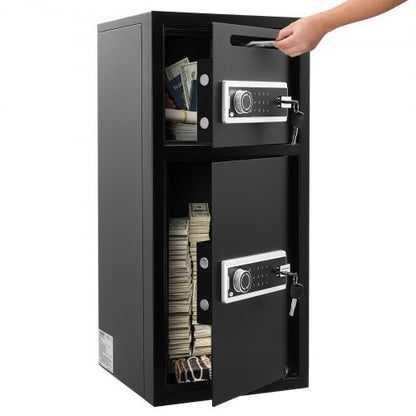 VEVOR Double Door Safe Box, 3.3 Cu. Ft, Heavy Duty Home Safe with Electronic Keypad, Anti-Theft, Digital Safety Lock Box with Key, Drop Slot, for Money, Firearm, Jewelry, Document, Valuables, Black - BXXCZ75CUFTL8RMMY001V9 - view 2