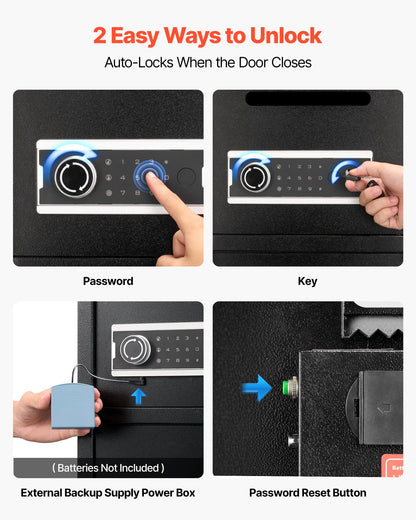 VEVOR Double Door Safe Box, 3.3 Cu. Ft, Heavy Duty Home Safe with Electronic Keypad, Anti-Theft, Digital Safety Lock Box with Key, Drop Slot, for Money, Firearm, Jewelry, Document, Valuables, Black - BXXCZ75CUFTL8RMMY001V9 - view 5