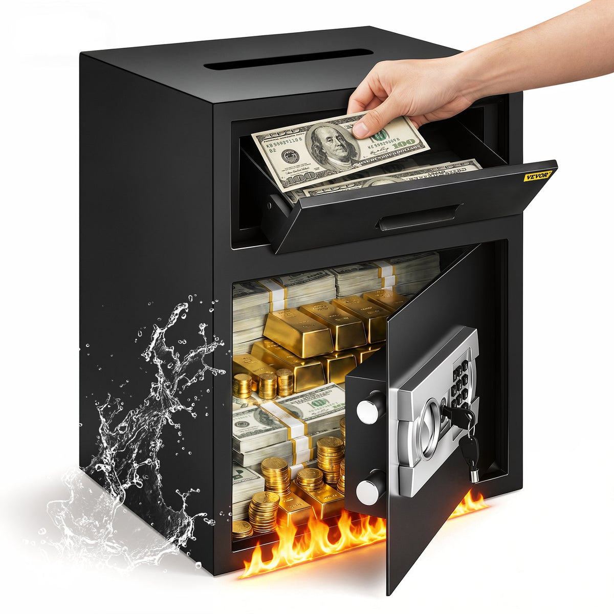 VEVOR Digital Depository Safe 1.7 Cubic Feet Made of Carbon Steel Electronic Code Lock Depository Safe with Deposit Slot with Two Emergency Keys Depository Box for Home Hotel Restaurant and Office - BXXTDSHS000000001V0 - view 1