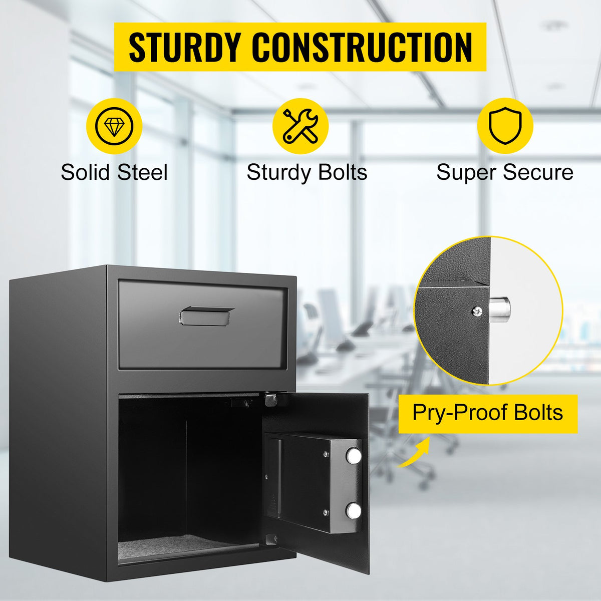 VEVOR Digital Depository Safe 1.7 Cubic Feet Made of Carbon Steel Electronic Code Lock Depository Safe with Deposit Slot with Two Emergency Keys Depository Box for Home Hotel Restaurant and Office - BXXTDSHS000000001V0 - view 3