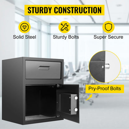 VEVOR Digital Depository Safe 1.7 Cubic Feet Made of Carbon Steel Electronic Code Lock Depository Safe with Deposit Slot with Two Emergency Keys Depository Box for Home Hotel Restaurant and Office - BXXTDSHS000000001V0 - view 3