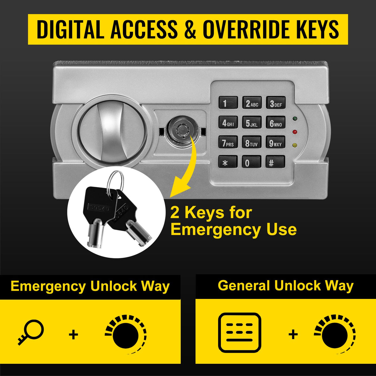 VEVOR Digital Depository Safe 1.7 Cubic Feet Made of Carbon Steel Electronic Code Lock Depository Safe with Deposit Slot with Two Emergency Keys Depository Box for Home Hotel Restaurant and Office - BXXTDSHS000000001V0 - view 4