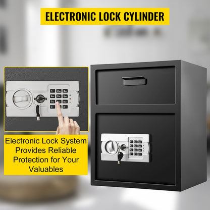 VEVOR Digital Depository Safe 1.7 Cubic Feet Made of Carbon Steel Electronic Code Lock Depository Safe with Deposit Slot with Two Emergency Keys Depository Box for Home Hotel Restaurant and Office - BXXTDSHS000000001V0 - view 7