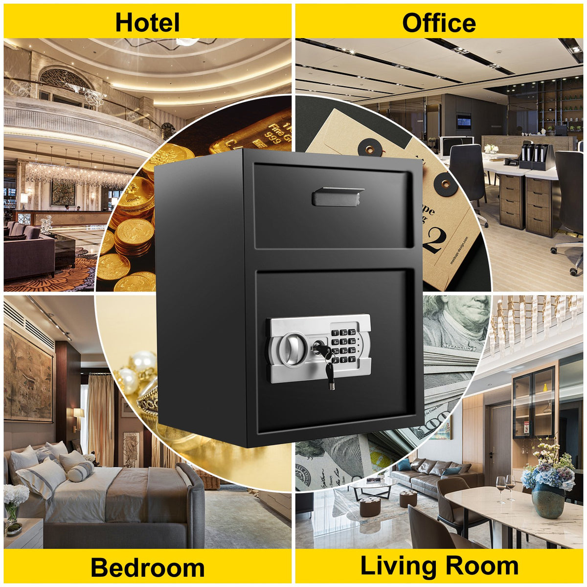 VEVOR Digital Depository Safe 1.7 Cubic Feet Made of Carbon Steel Electronic Code Lock Depository Safe with Deposit Slot with Two Emergency Keys Depository Box for Home Hotel Restaurant and Office - BXXTDSHS000000001V0 - view 8