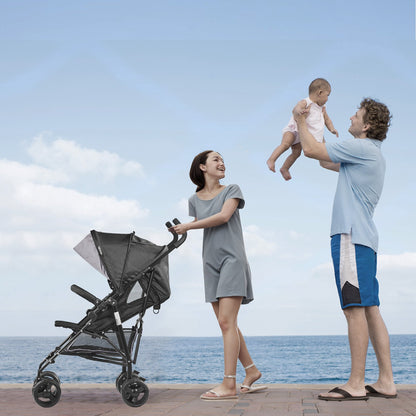 VEVOR Lightweight Stroller, Compact Easy Fold MultiPosition Recline Canopy Backrest, Carbon Steel Frame, Large Storage Basket,Cup Holder, Umbrella Toddler Baby Stroller for Travel, Light Gray/Black - BXYETCQHHSMB1OLQAV0 - view 9