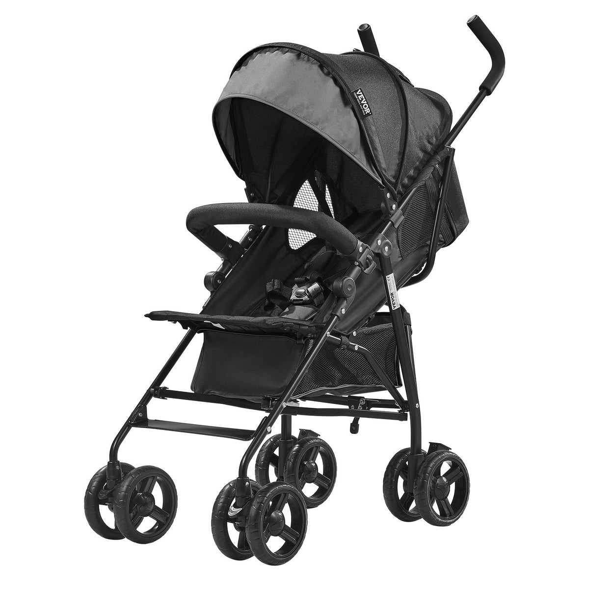 VEVOR Lightweight Stroller, Compact Easy Fold MultiPosition Recline Canopy Backrest, Carbon Steel Frame, Large Storage Basket,Cup Holder, Umbrella Toddler Baby Stroller for Travel, Dark Gray/Black - BXYETCSHHSMB4V4YKV0 - view 1