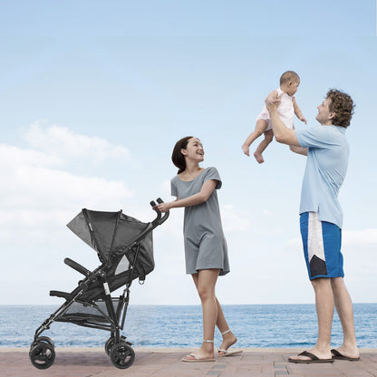 VEVOR Lightweight Stroller, Compact Easy Fold MultiPosition Recline Canopy Backrest, Carbon Steel Frame, Large Storage Basket,Cup Holder, Umbrella Toddler Baby Stroller for Travel, Dark Gray/Black - BXYETCSHHSMB4V4YKV0 - view 9