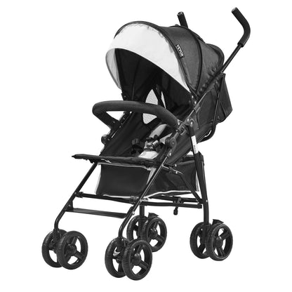 VEVOR Lightweight Stroller, Compact Easy Fold MultiPosition Recline Canopy Backrest, Carbon Steel Frame, Large Storage Basket, Umbrella Toddler Baby Stroller for Travel and More, Black/White - BXYETCSXHB00T53R4V0 - view 1