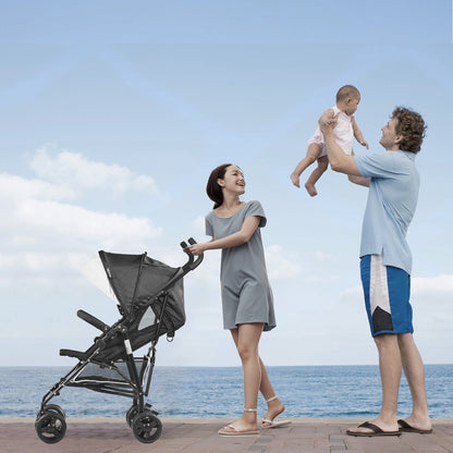 VEVOR Lightweight Stroller, Compact Easy Fold MultiPosition Recline Canopy Backrest, Carbon Steel Frame, Large Storage Basket, Umbrella Toddler Baby Stroller for Travel and More, Black/White - BXYETCSXHB00T53R4V0 - view 9