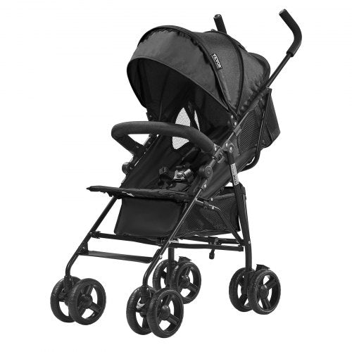 VEVOR Lightweight Stroller, Compact Easy Fold MultiPosition Recline Canopy Backrest, Carbon Steel Frame, Large Storage Basket,Cup Holder, Umbrella Toddler Baby Stroller for Travel and More, Black - BXYETCSXHS007QFKLV0 - view 2