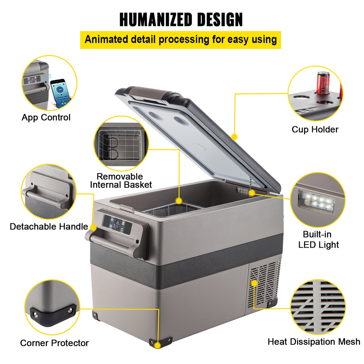 VEVOR 45L Portable Car Refrigerator Freezer, 12/24V DC & AC - view 3