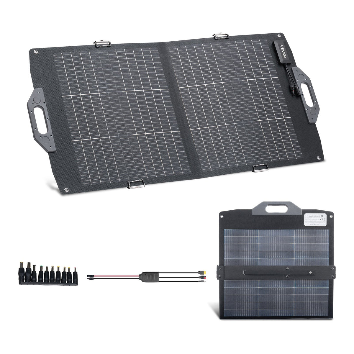 VEVOR 100W Bifacial Solar Panel, 16BB N-Type Foldable Monocrystalline Solar Panel Charger 24% Efficiency, Portable with MC4 Output, USB-A (QC3.0), Type-C & DC Ports for Power Stations Camping Hiking - BXZDTYNB1100CFI83001Y3 - view 1