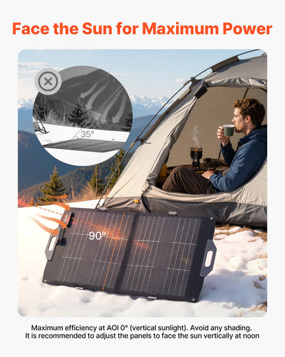 VEVOR 100W Bifacial Solar Panel, 16BB N-Type Foldable Monocrystalline Solar Panel Charger 24% Efficiency, Portable with MC4 Output, USB-A (QC3.0), Type-C & DC Ports for Power Stations Camping Hiking - BXZDTYNB1100CFI83001Y3 - view 9