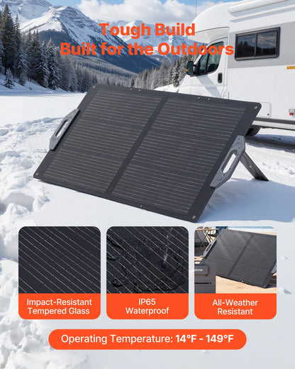 VEVOR 100W Foldable Solar Panel, 24% High-Efficiency Portable Monocrystalline Solar Panel Charger with MC4 Output, USB-A, Type-C & DC Ports, IP65 Waterproof for Power Stations, Camping, Hiking Trips - BXZDTYNB1100UD77V001Y3 - view 6