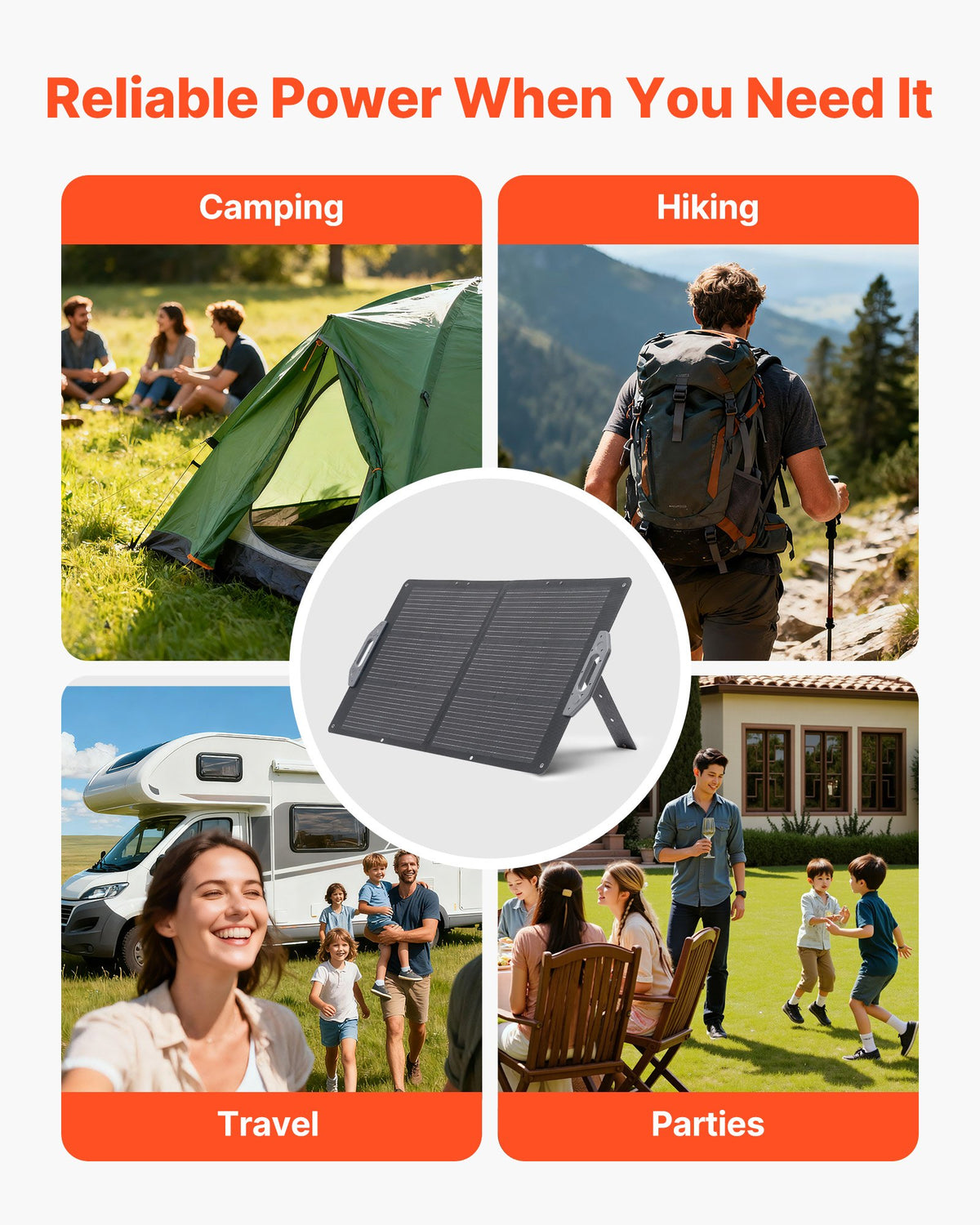 VEVOR 100W Foldable Solar Panel, 24% High-Efficiency Portable Monocrystalline Solar Panel Charger with MC4 Output, USB-A, Type-C & DC Ports, IP65 Waterproof for Power Stations, Camping, Hiking Trips - BXZDTYNB1100UD77V001Y3 - view 7