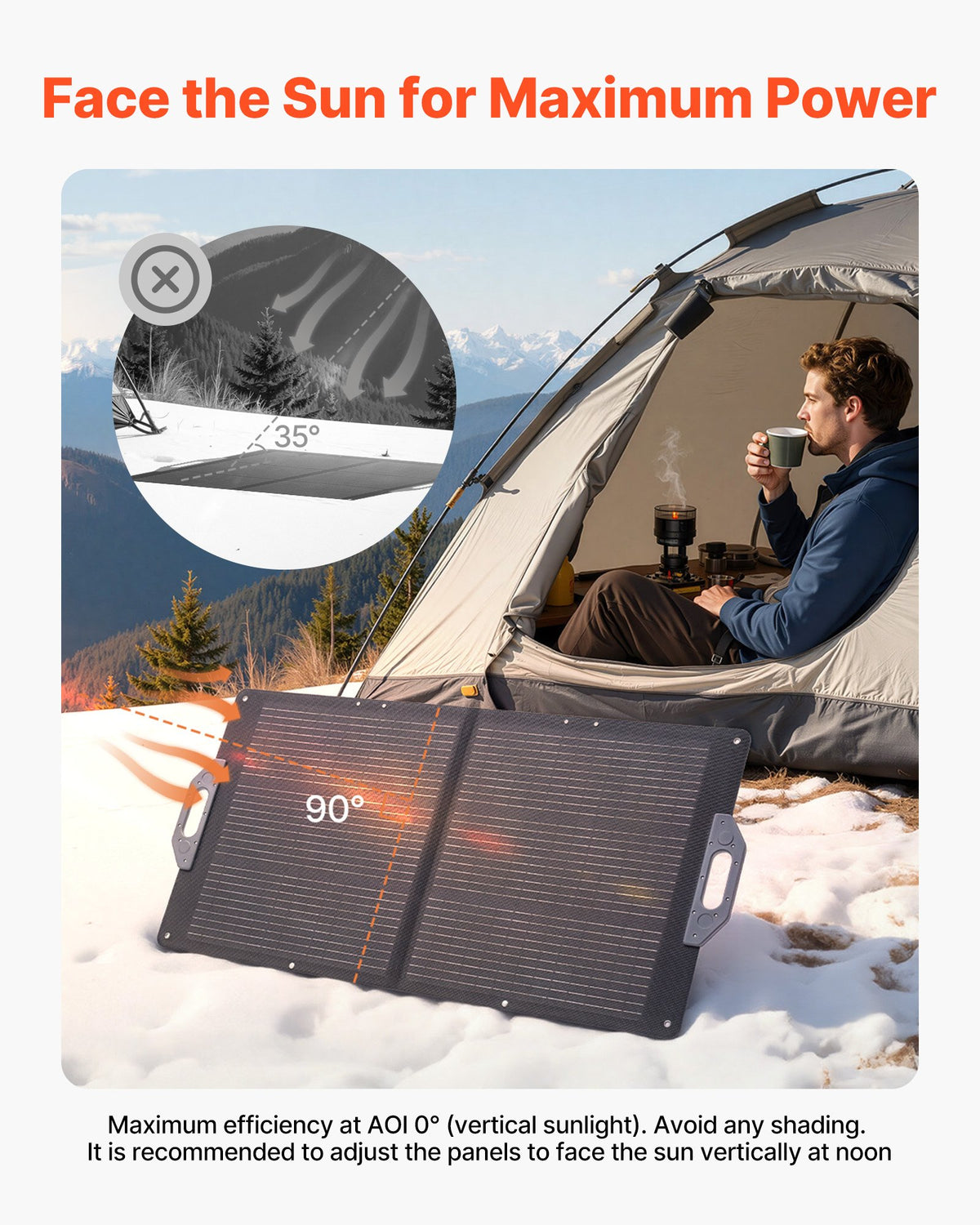 VEVOR 100W Foldable Solar Panel, 24% High-Efficiency Portable Monocrystalline Solar Panel Charger with MC4 Output, USB-A, Type-C & DC Ports, IP65 Waterproof for Power Stations, Camping, Hiking Trips - BXZDTYNB1100UD77V001Y3 - view 9