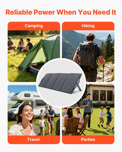 VEVOR 200W Foldable Solar Panel, 24% High-Efficiency Portable Monocrystalline Solar Panel Charger with MC4 Output, USB-A, Type-C & DC Ports, IP67 Waterproof for Power Stations, Camping, Hiking Trips - BXZDTYNB1200XB0D2001Y3 - view 7