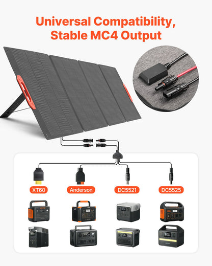 VEVOR 300W Foldable Monocrystalline Solar Panel, 23% High-Efficiency Portable Mono Solar Panel Charger with MC4 Output & 10-in-1 DC Adapters, IP67 Waterproof for Power Stations, Camping, Hiking Trips - BXZDTYNB1300K0NL5001V1 - view 4