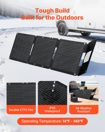 VEVOR 30W Foldable Solar Panel Charger, 16BB N-Type Monocrystalline Solar Panel 24% Efficiency, Ultra-Light Portable with USB-A, USB-A (QC3.0) & Type-C Ports for Camping, Backpacking, Phones, Tablets - BXZDTYNB130WQ3D4Y001Y3 - view 6