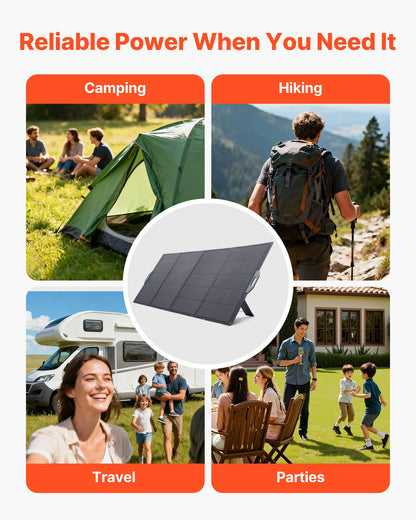 VEVOR 400W Foldable Solar Panel, 24% High-Efficiency Portable Monocrystalline Solar Panel Charger with MC4 Output & 10-in-1 DC Adapter, IP67 Waterproof for Power Stations, Camping, Hiking Trips - BXZDTYNB1400ST3M8001V1 - view 7