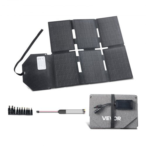VEVOR 60W Foldable Solar Panel Charger, 16BB N-Type Monocrystalline Solar Panel 24% Efficiency, Lightweight Portable with MC4 Output, Type-C, USB-A & DC Ports for Power Stations Camping Hiking - BXZDTYNB160W36PFJ001Y3 - view 2