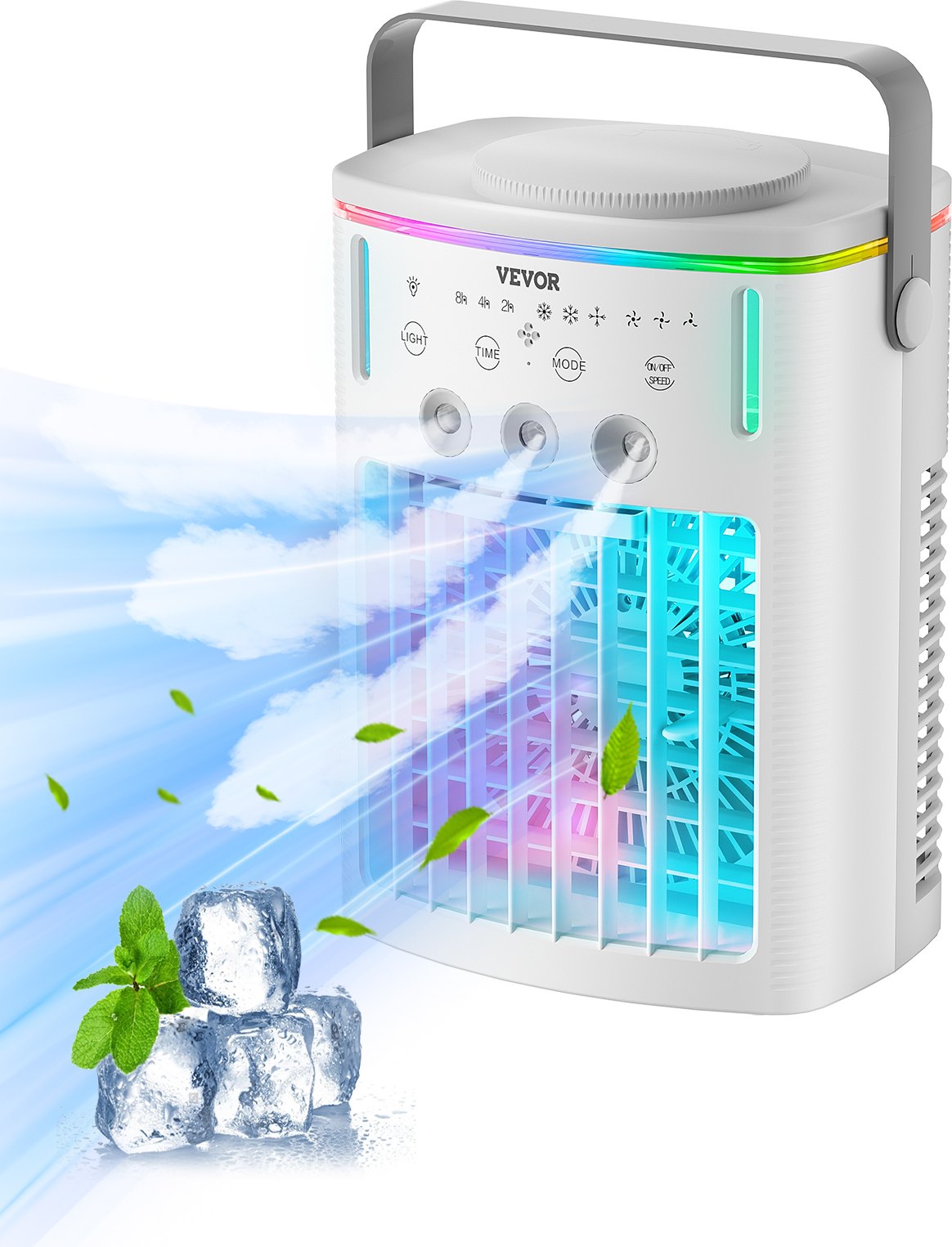 VEVOR Portable Air Conditioner, 4-in-1 Evaporative Air Cooler with Remote Control, 3-Speed Mini Air Conditioner with Timer, 3 Mist Levels, 1L Water Tank, 120° Oscillating Mini AC Fan for Desktop Home - BXZFLQQ1000MLF7AOV9 - view 1
