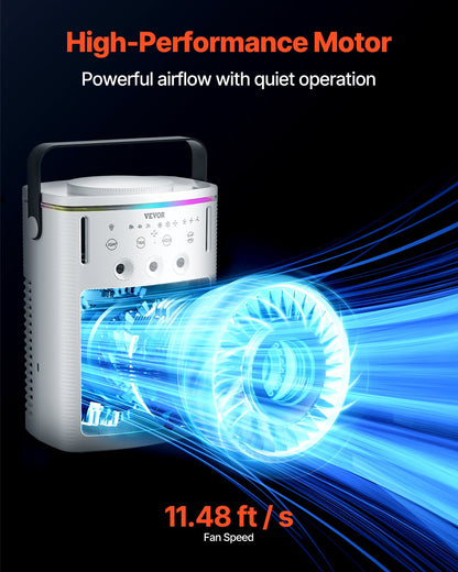VEVOR Portable Air Conditioner, 4-in-1 Evaporative Air Cooler with Remote Control, 3-Speed Mini Air Conditioner with Timer, 3 Mist Levels, 1L Water Tank, 120° Oscillating Mini AC Fan for Desktop Home - BXZFLQQ1000MLF7AOV9 - view 7