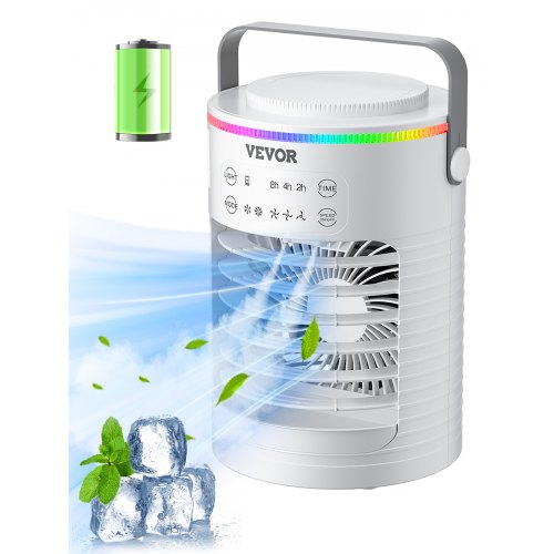 VEVOR Portable Air Conditioner, 4-in-1 Evaporative Air Cooler, 3-Speed Mini Air Conditioner with Smart Timer, 600ml Water Tank, 7-Color Light, Personal Mini Desk AC Fan for Bedroom Office Room - BXZFLQQB600MLF1O5V1 - view 2