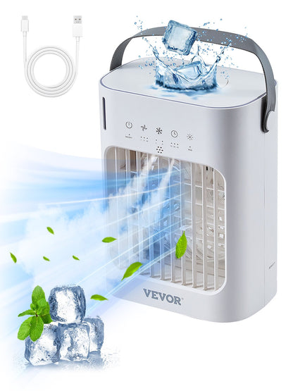 VEVOR Portable Air Conditioner, 4-in-1 Evaporative Air Cooler, 3-Speed Mini Air Conditioner with 0-7H Smart Timer, 700ml Water Tank, 7-Color Light, Personal Mini Desk AC Fan for Bedroom Office Room - BXZFLQQBXSBKCVLT6V9 - view 1