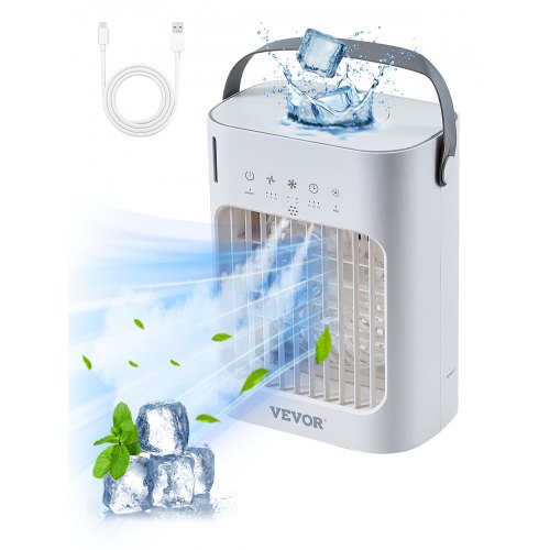 VEVOR Portable Air Conditioner, 4-in-1 Evaporative Air Cooler, 3-Speed Mini Air Conditioner with 0-7H Smart Timer, 700ml Water Tank, 7-Color Light, Personal Mini Desk AC Fan for Bedroom Office Room - BXZFLQQBXSBKCVLT6V9 - view 2