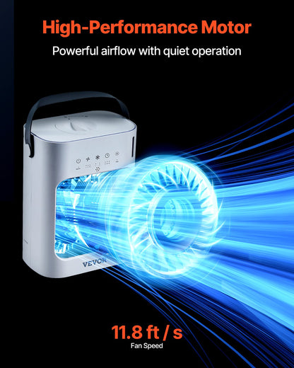 VEVOR Portable Air Conditioner, 4-in-1 Evaporative Air Cooler, 3-Speed Mini Air Conditioner with 0-7H Smart Timer, 700ml Water Tank, 7-Color Light, Personal Mini Desk AC Fan for Bedroom Office Room - BXZFLQQBXSBKCVLT6V9 - view 7