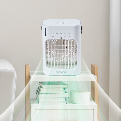 VEVOR Portable Air Conditioner, 4-in-1 Evaporative Air Cooler, 3-Speed Mini Air Conditioner with 0-7H Smart Timer, 700ml Water Tank, 7-Color Light, Personal Mini Desk AC Fan for Bedroom Office Room - BXZFLQQBXSBKCVLT6V9 - view 9