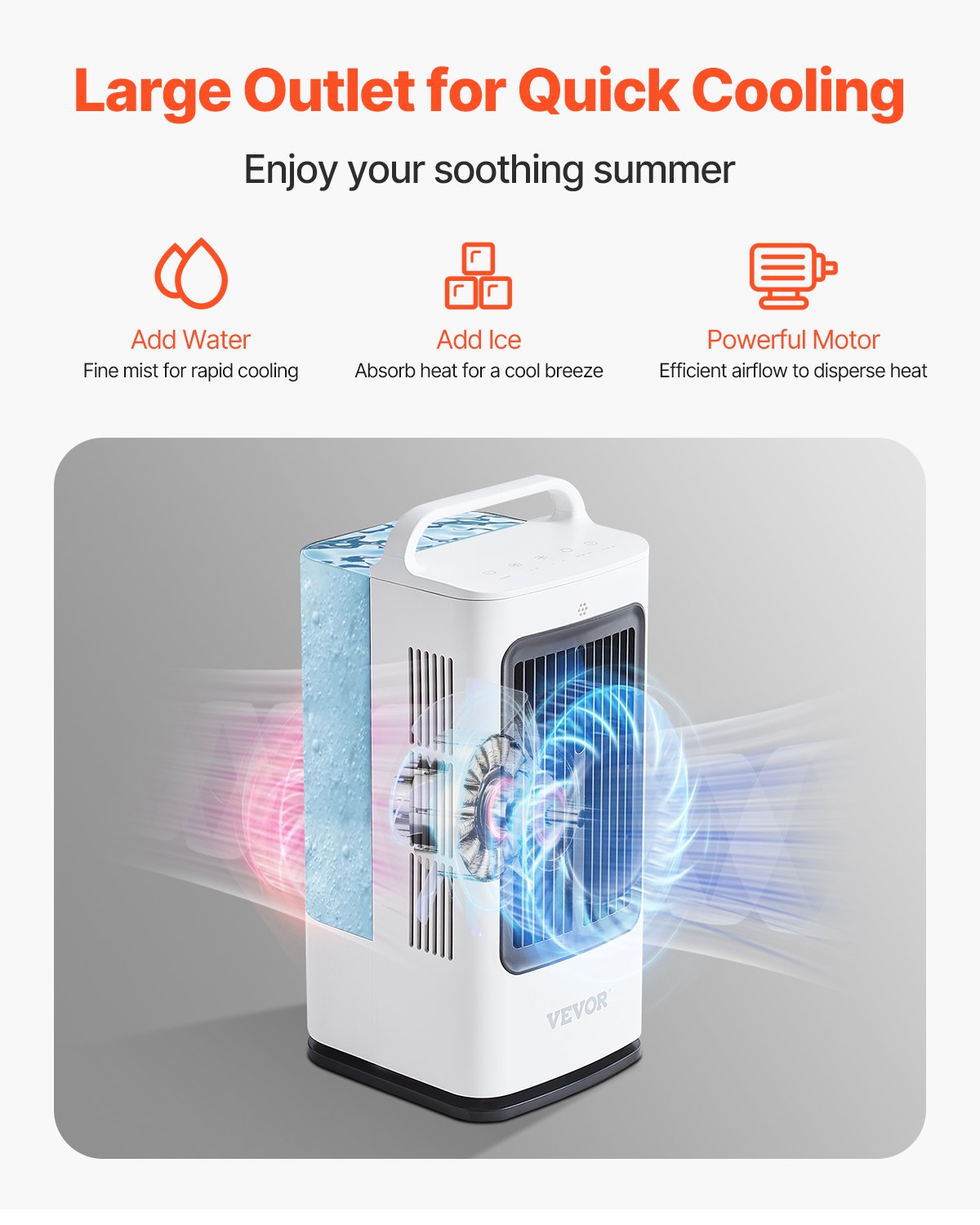VEVOR Portable Air Conditioner, 4-in-1 Evaporative Air Cooler, 3-Speed Mini Air Conditioner with 0-7H Smart Timer, 1700ml Water Tank, 7-Color Light, Personal Mini Desk AC Fan for Bedroom Office Room - BXZFLQQBXSBKMVI0LV1 - view 3