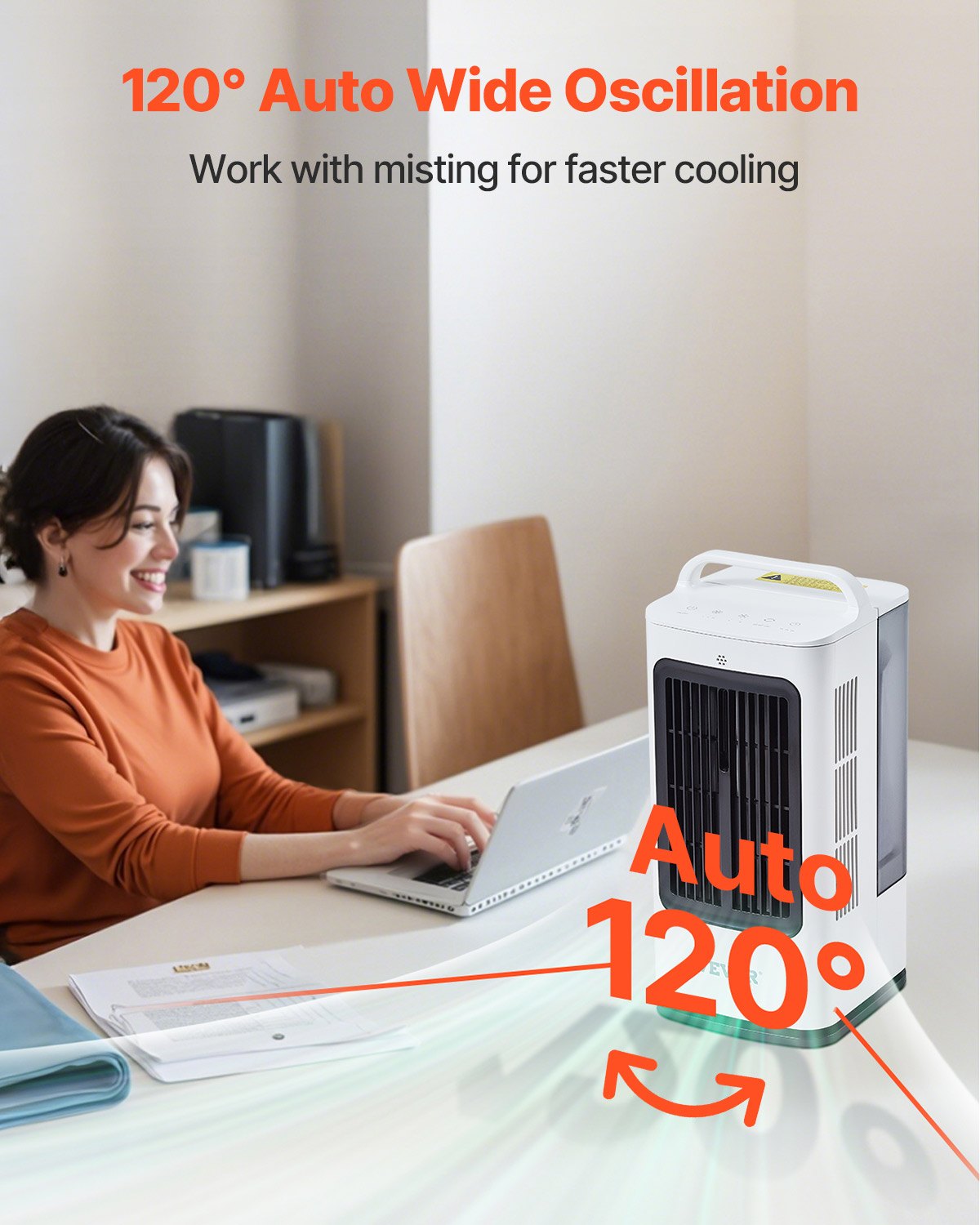 VEVOR Portable Air Conditioner, 4-in-1 Evaporative Air Cooler, 3-Speed Mini Air Conditioner with 0-7H Smart Timer, 1700ml Water Tank, 7-Color Light, Personal Mini Desk AC Fan for Bedroom Office Room - BXZFLQQBXSBKMVI0LV1 - view 5