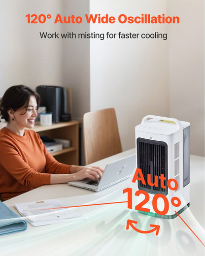 VEVOR Portable Air Conditioner, 4-in-1 Evaporative Air Cooler, 3-Speed Mini Air Conditioner with 0-7H Smart Timer, 1700ml Water Tank, 7-Color Light, Personal Mini Desk AC Fan for Bedroom Office Room - BXZFLQQBXSBKMVI0LV1 - view 5