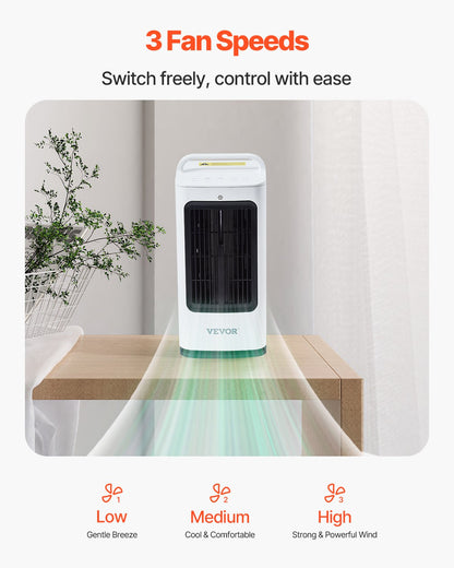 VEVOR Portable Air Conditioner, 4-in-1 Evaporative Air Cooler, 3-Speed Mini Air Conditioner with 0-7H Smart Timer, 1700ml Water Tank, 7-Color Light, Personal Mini Desk AC Fan for Bedroom Office Room - BXZFLQQBXSBKMVI0LV1 - view 6
