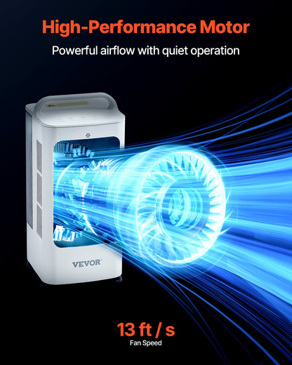 VEVOR Portable Air Conditioner, 4-in-1 Evaporative Air Cooler, 3-Speed Mini Air Conditioner with 0-7H Smart Timer, 1700ml Water Tank, 7-Color Light, Personal Mini Desk AC Fan for Bedroom Office Room - BXZFLQQBXSBKMVI0LV1 - view 7
