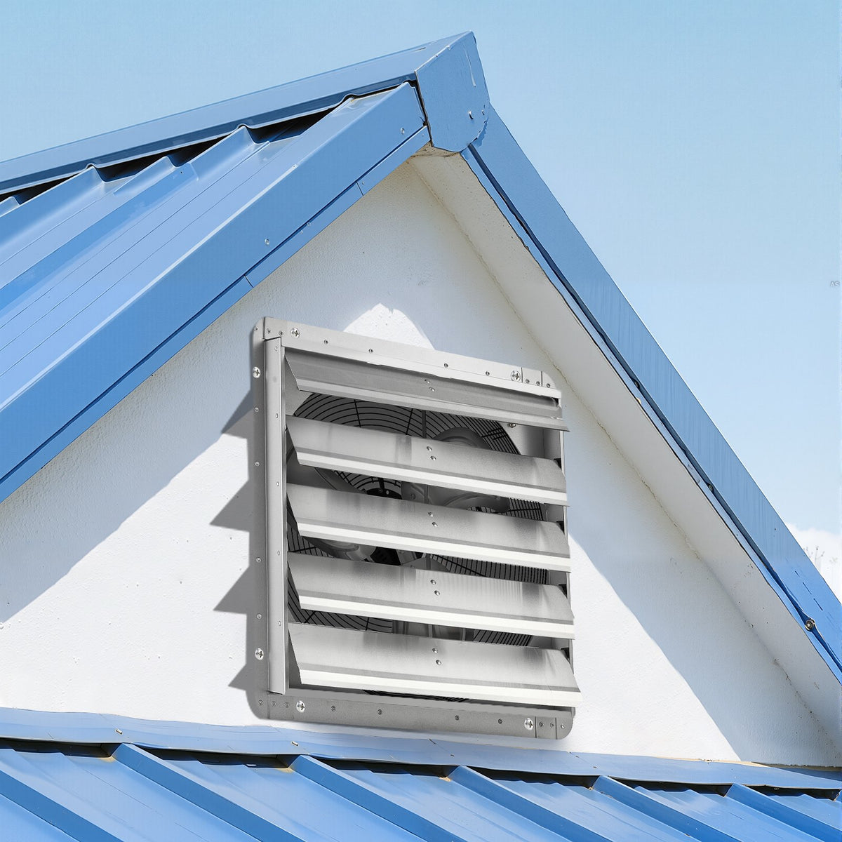 VEVOR 20 inch Shutter Exhaust Fan, Wall Mounted Attic Vent Fan with 3000 CFM Airflow, AC Motor, Heavy-duty Steel Construction, Low Noise for Shed, Garage, Greenhouse Ventilation Cooling, Silver - BYCSPQSACDJ2MHU14001V1 - view 9