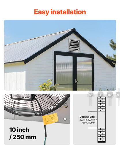VEVOR 30 inch Shutter Exhaust Fan, Wall Mounted Attic Vent Fan with 6900 CFM Airflow, AC Motor, Heavy-duty Steel Construction, Low Noise for Shed, Garage, Greenhouse Ventilation Cooling, Silver - BYCSPQSACDJ3BVKY2001V1 - view 7