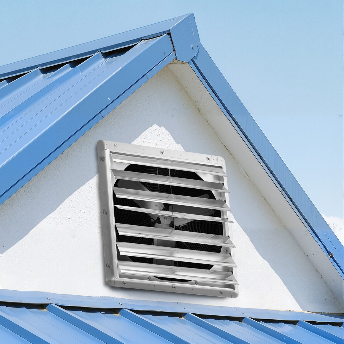 VEVOR 30 inch Shutter Exhaust Fan, Wall Mounted Attic Vent Fan with 6900 CFM Airflow, AC Motor, Heavy-duty Steel Construction, Low Noise for Shed, Garage, Greenhouse Ventilation Cooling, Silver - BYCSPQSACDJ3BVKY2001V1 - view 9